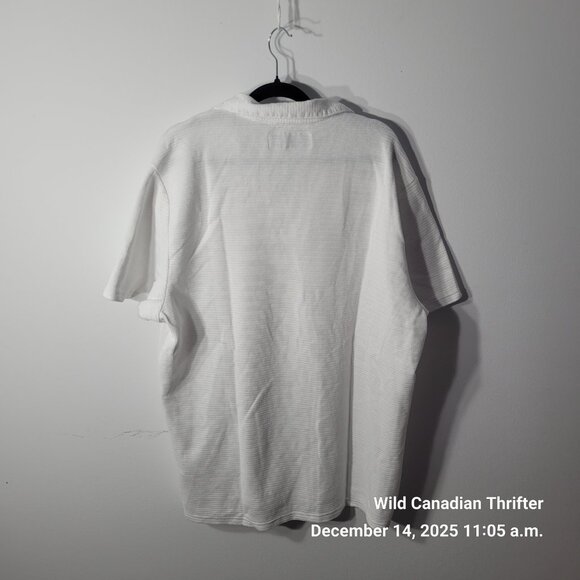 Hollister XL White Textured Ribbed Cotton Blend Classic Fit Short Sleeve Polo - Picture 2 of 7